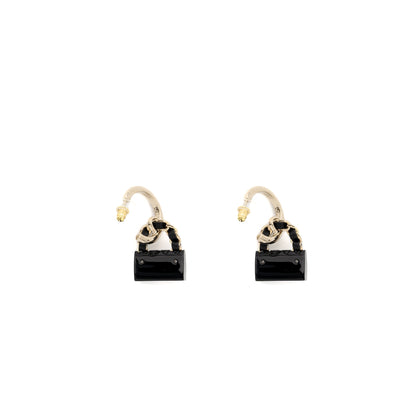 Chanel Flap Bag Dropped Earrings Black LGHW