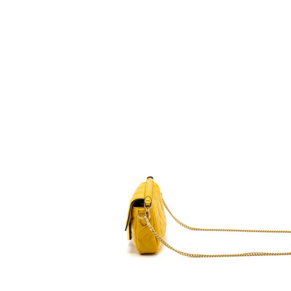 Fendi Mini Baguette Purse Nappa Lambskin Yellow