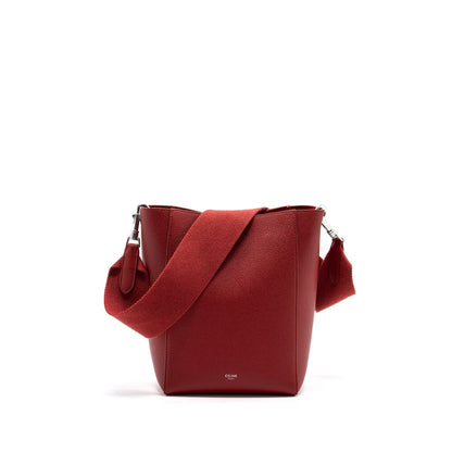 Celine Sangle Small Bucket Purse Grained Calfskin Red
