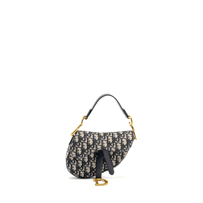 Dior Mini Saddle Purse Oblique Jacquard Blue