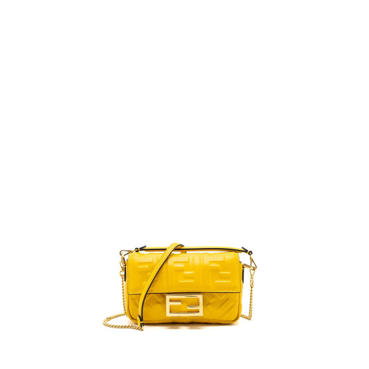 Fendi Mini Baguette Purse Nappa Lambskin Yellow