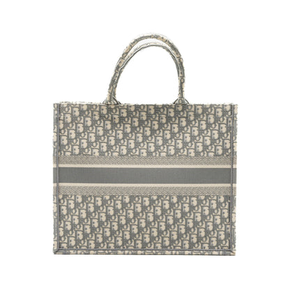 Dior Large Book Tote Dior Oblique Embroidery Ecru/Grey