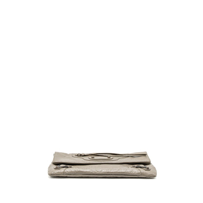 Balenciaga City Fold Clutch/Mini Purse Leather Grey Ruthenium Hardware