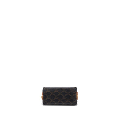Celine Clutch With Chain Triomphe Canvas/Lambskin Tan