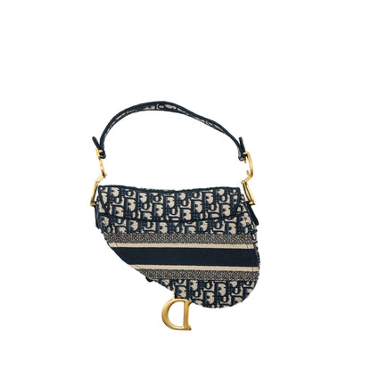Dior Saddle Purse Blue Oblique Embroidery