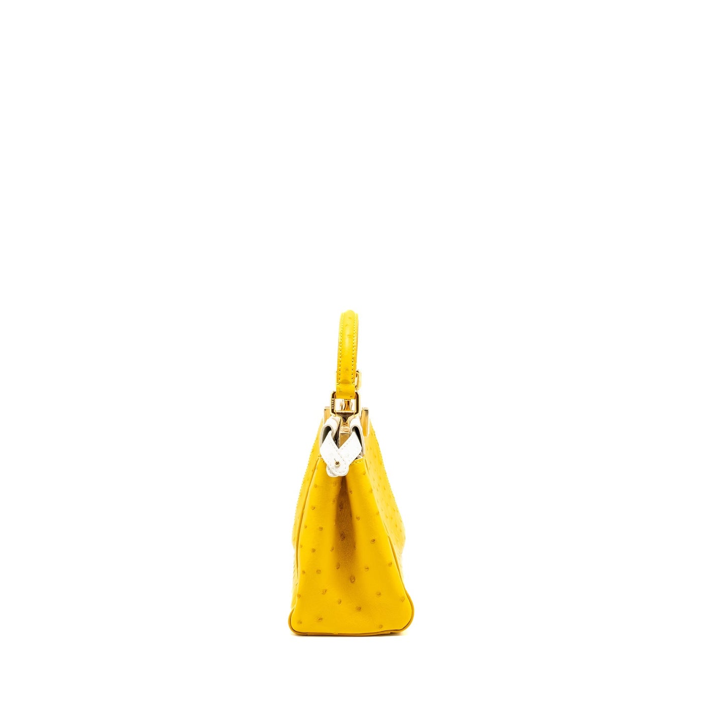 Fendi Mini Peekaboo Ostrich/Crystal Yellow/White