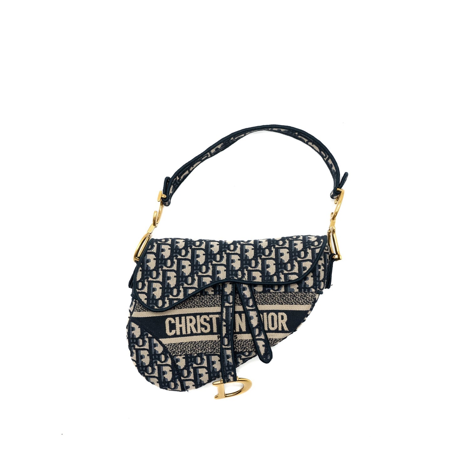 Dior Saddle Purse Blue Oblique Embroidery