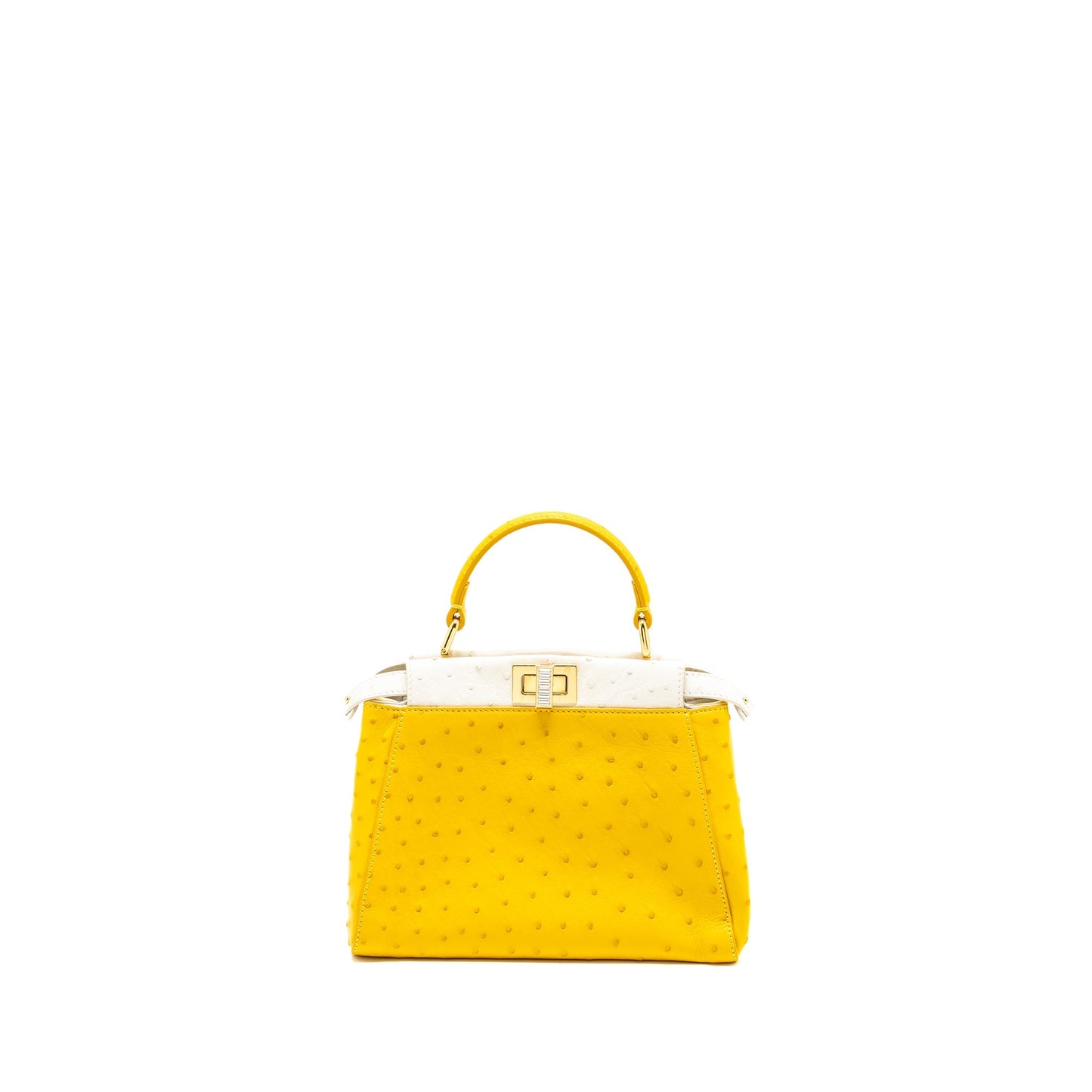 Fendi Mini Peekaboo Ostrich/Crystal Yellow/White