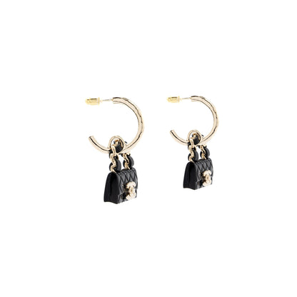 Chanel Flap Bag Dropped Earrings Black LGHW