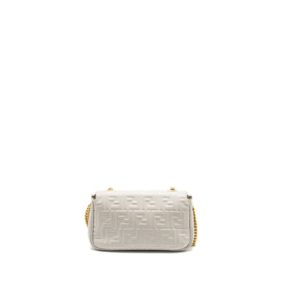 Fendi Medium Baguette Purse Embossed Nappa Grey