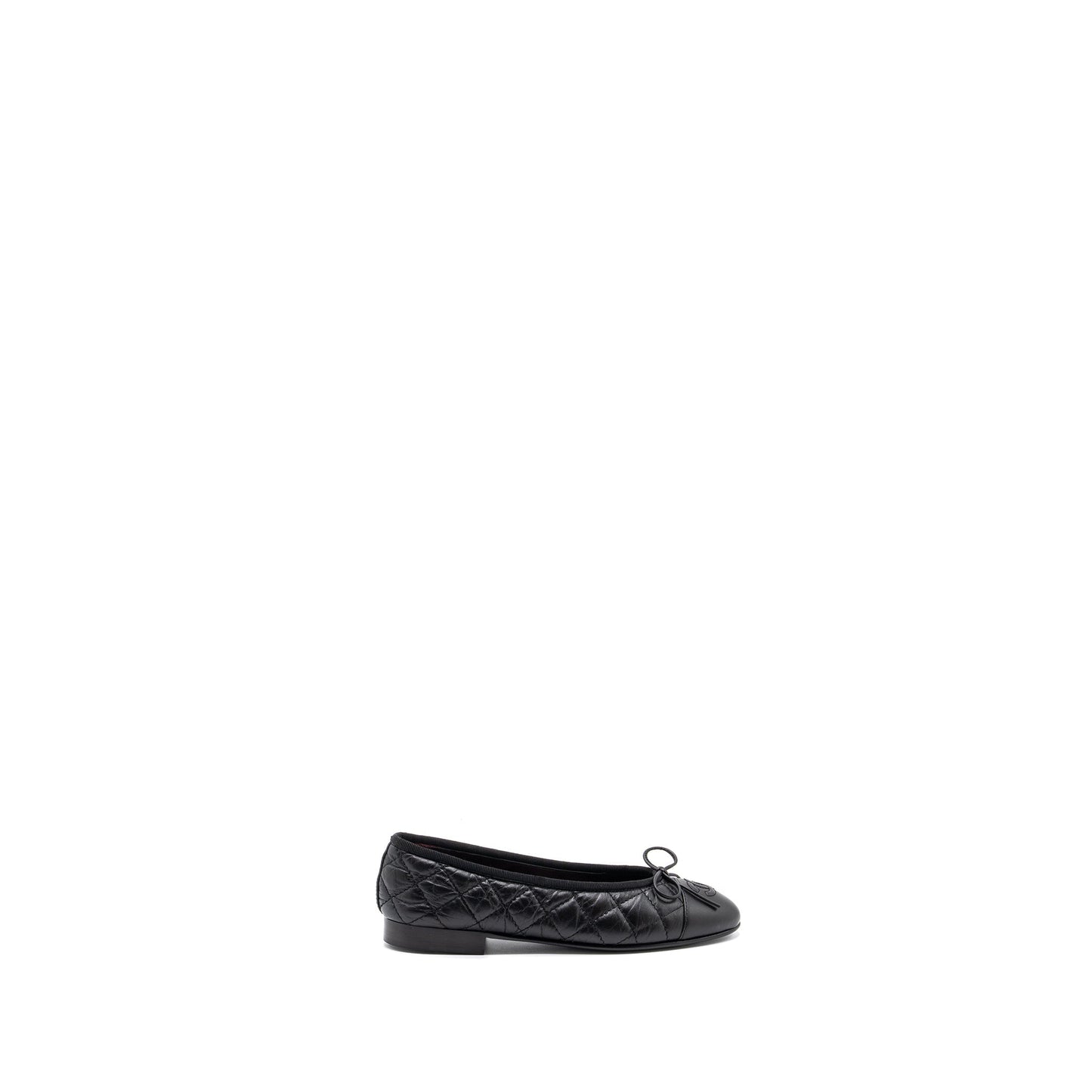 Chanel Size 34 Ballerina Quilted flat Shoes Calfskin Black