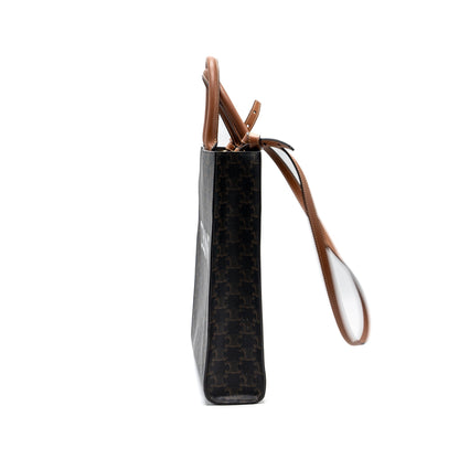 Celine small cabas vertical triomphe canvas / calfskin tan