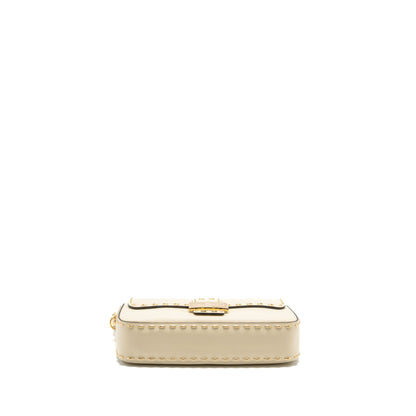 Fendi Vitello King Metal Stitch Baguette Lambskin White