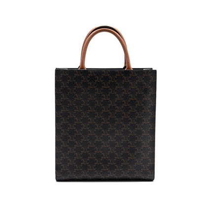 Celine small cabas vertical triomphe canvas / calfskin tan