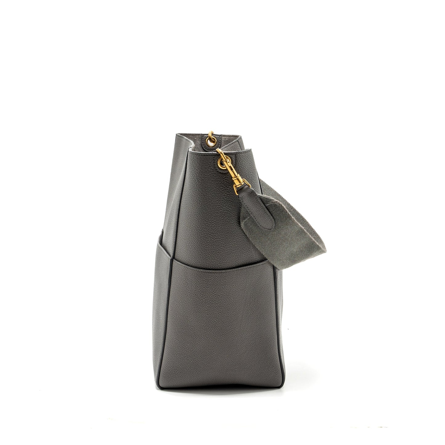 Celine Sangle Bucket Purse Grained Calfskin Grey