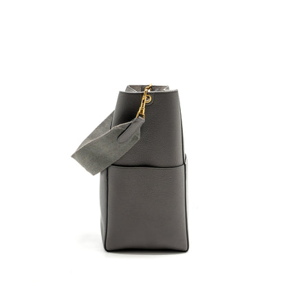 Celine Sangle Bucket Purse Grained Calfskin Grey