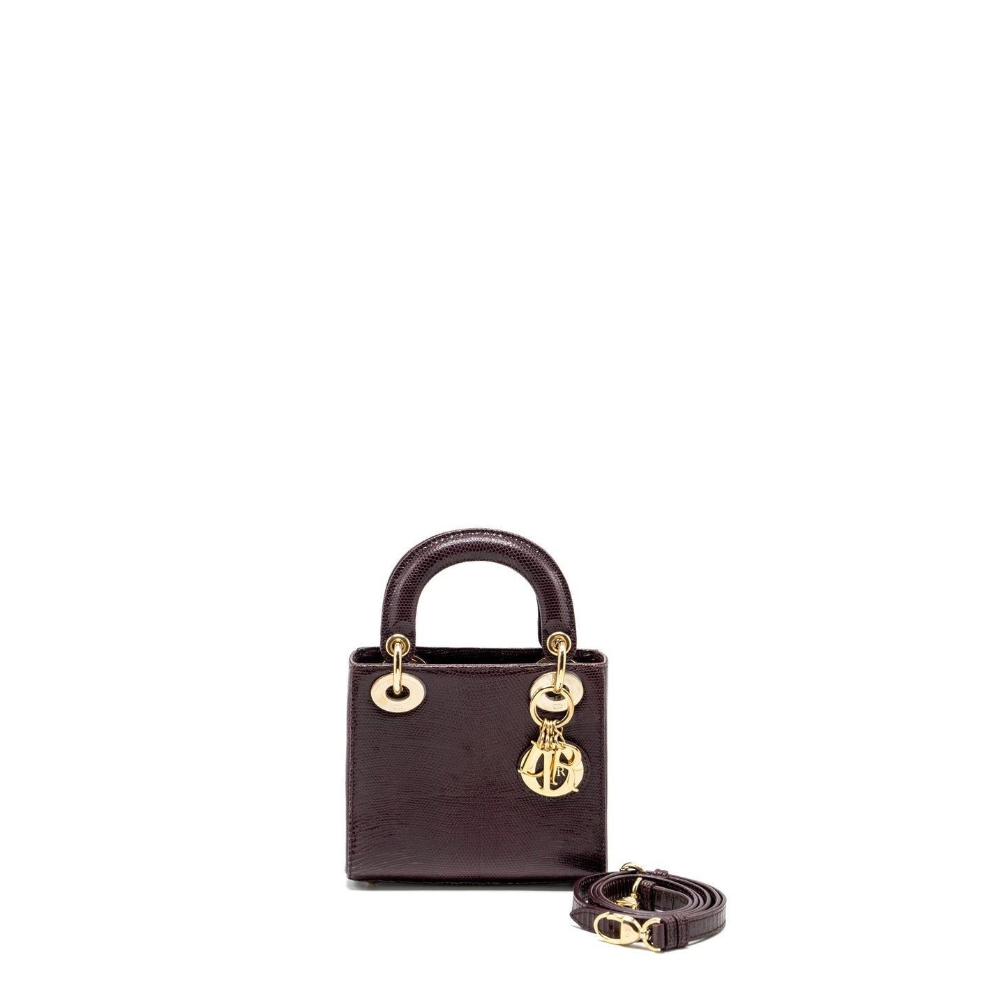 Mini Lady Dior Lizard Burgundy