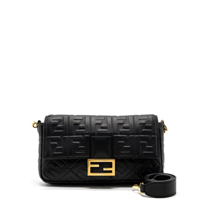 Fendi Large Baguette Purse Nappa Black