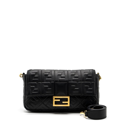 Fendi Large Baguette Purse Nappa Black