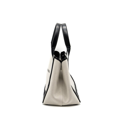 Balenciaga Cabas Tote Purse Canvas/Calfskin Beige/Black