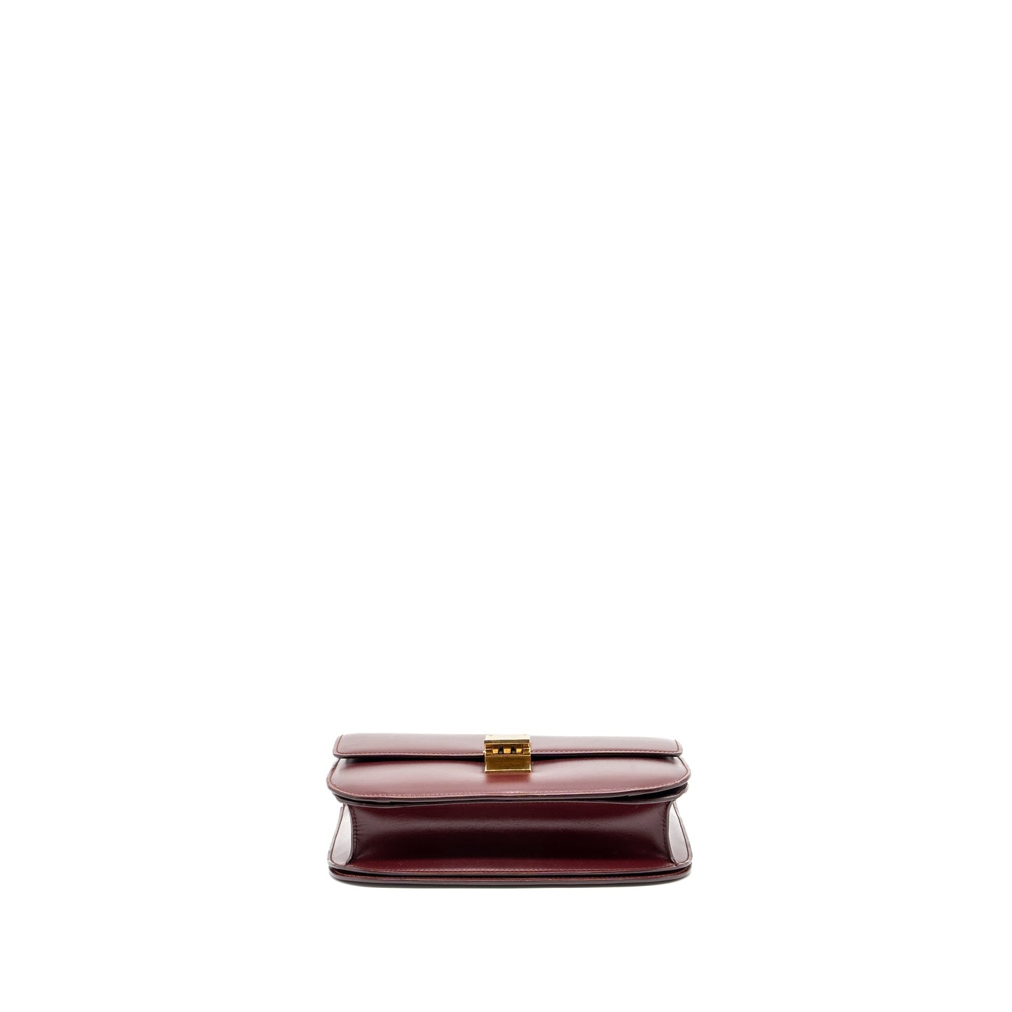 Celine Medium Classic Box Purse Calfskin Dark Red