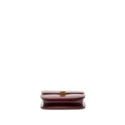 Celine Medium Classic Box Purse Calfskin Dark Red