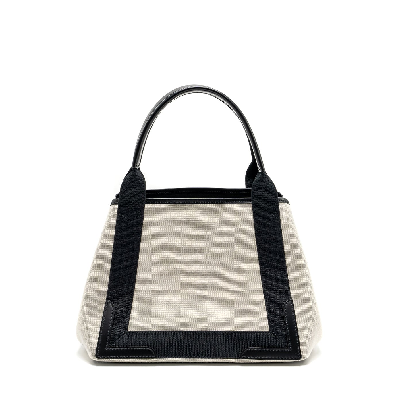 Balenciaga Cabas Tote Purse Canvas/Calfskin Beige/Black