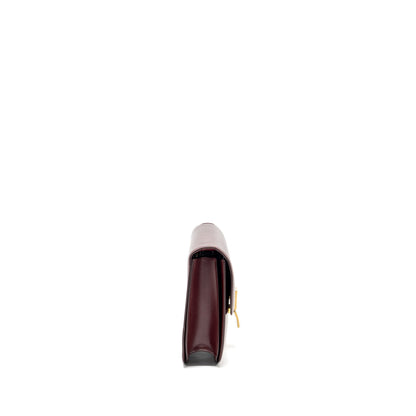 Celine Medium Classic Box Purse Calfskin Dark Red