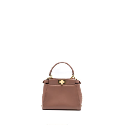Fendi Mini Peekaboo Star Crystal Lambskin Dark Pink