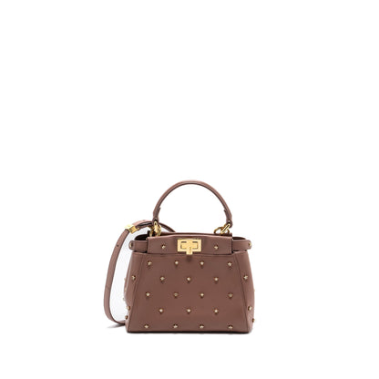 Fendi Mini Peekaboo Star Crystal Lambskin Dark Pink