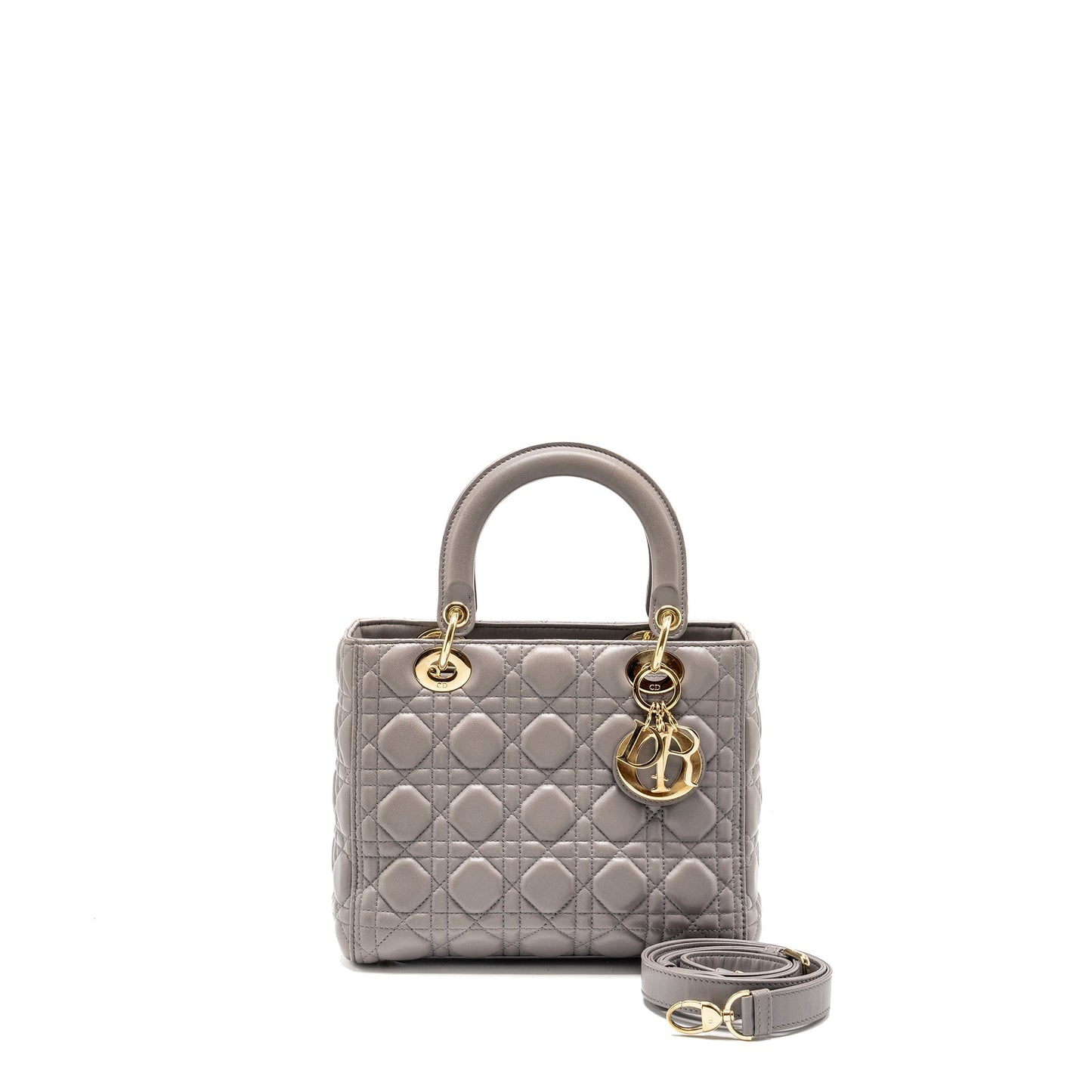 Medium Lady Dior Lambskin Grey