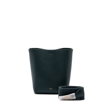 Celine Sangle bucket Purse calfskin dark green