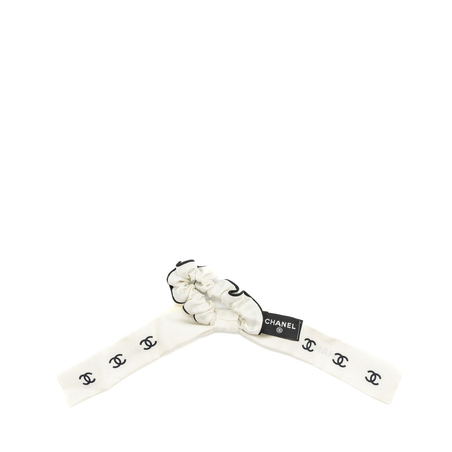Chanel 23p Hair tie Silk Twill Black/White