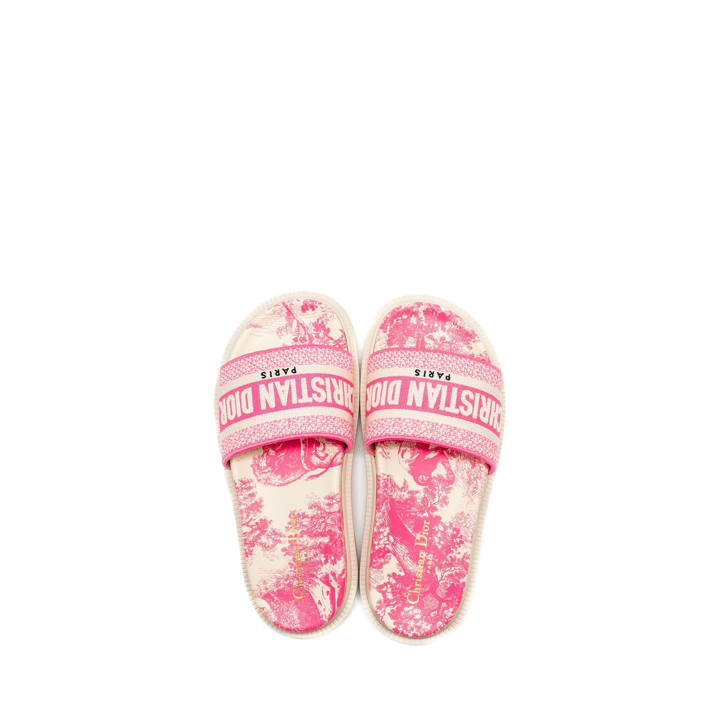 Dior size 37.5 Sandals Embroidered Cotton/ Rubber Pink