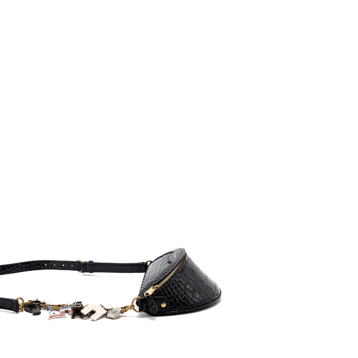 BALENCIAGA SOUVENIR Purse Crocodile-Embossed Calfskin Black