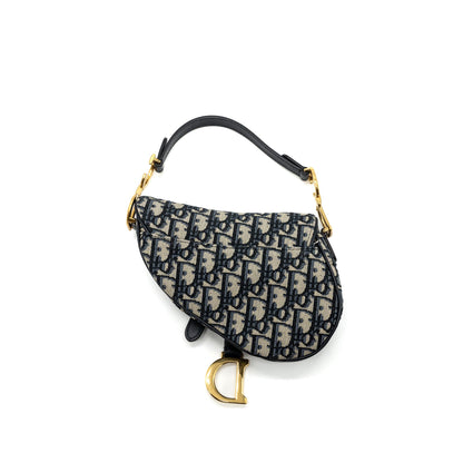 Dior Mini Saddle Purse Blue Oblique Jacquard