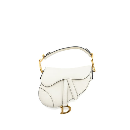 Dior Mini Saddle Purse Calfskin White