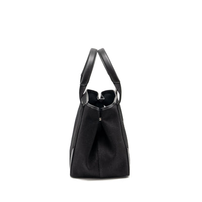 Balenciaga Cabas Logo Tote Purse Canvas/ Calfskin Black