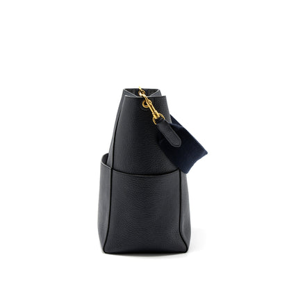 Celine Sangle Bucket Purse Calfskin Navy