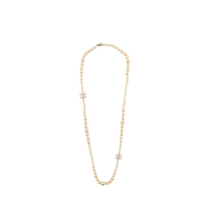 Chanel CC Logo Pearl Long Necklace LGHW