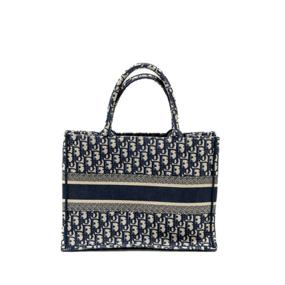 Medium Book Tote Blue Dior Oblique Embroidery