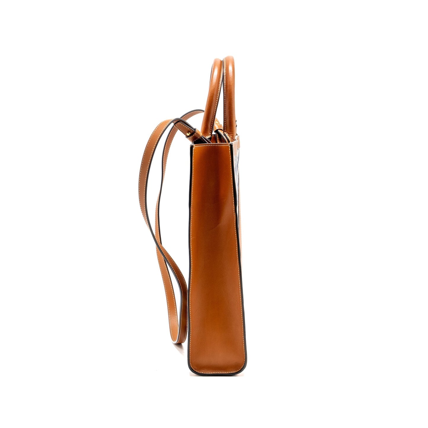 Luxury CELINE Vertical Cabas Tote in Triomphe Denim /Leather Navy/Tan