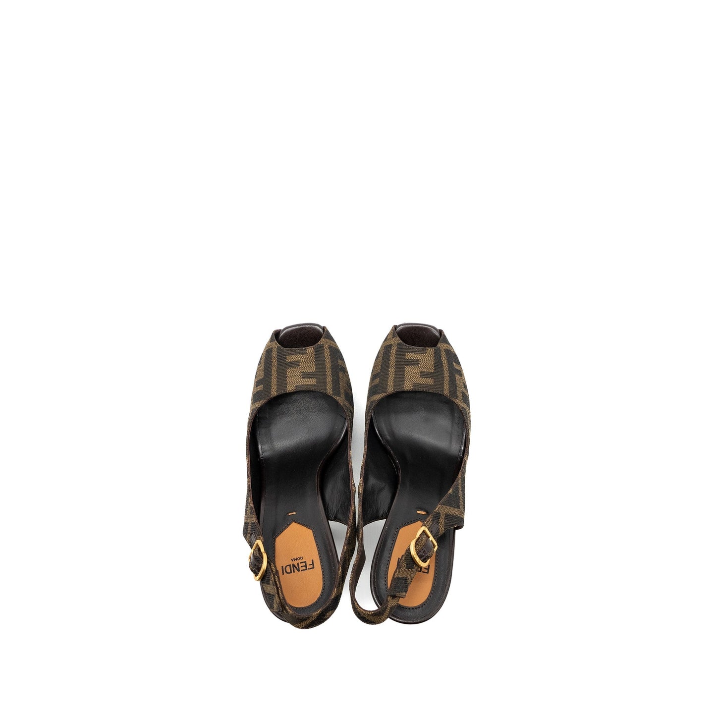 Fendi Size 37 High Heal Sandals Fabric Brown