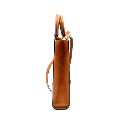 Luxury CELINE Vertical Cabas Tote in Triomphe Denim /Leather Navy/Tan GHW