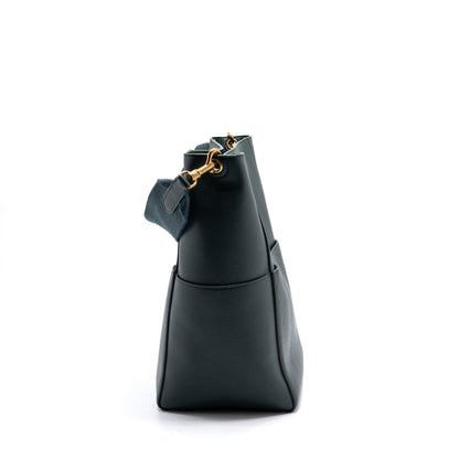 Celine Sangle bucket Purse calfskin dark green