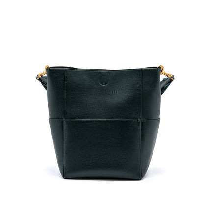 Celine Sangle bucket Purse calfskin dark green