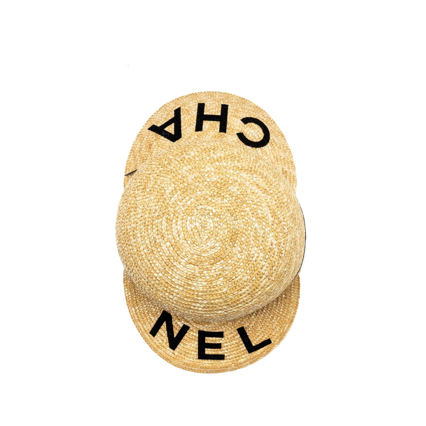 Chanel Size S 19S Letter Logo Straw Cap Brown/Black