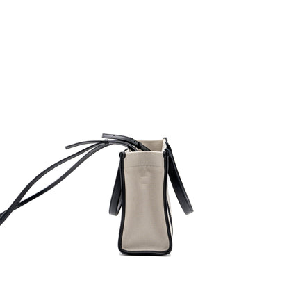 BALENCIAGA Small Tote Purse Canvas/ Leather Black/White