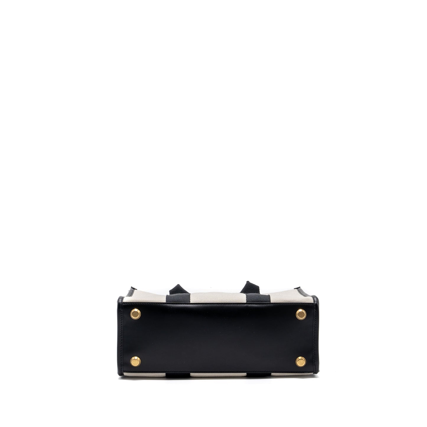 BALENCIAGA Small Tote Purse Canvas/ Leather Black/White