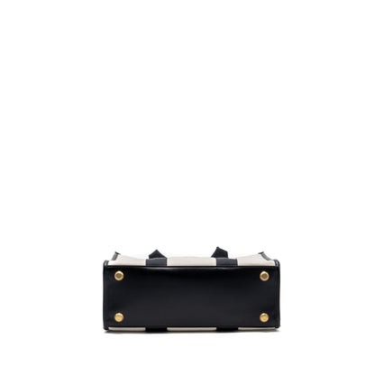 BALENCIAGA Small Tote Purse Canvas/ Leather Black/White